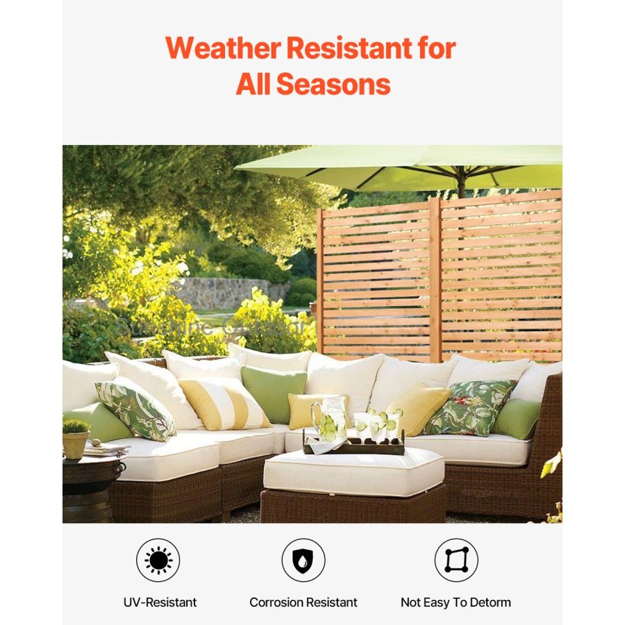 VEVOR Wooden Privacy Screen, 36" W x 76" H Outdoor Privacy Screen, Freestanding Wood Privacy Panel with Stand, Decorative Patio Privacy Screen, Outdoor Divider for Balcony Patio Lawn Garden