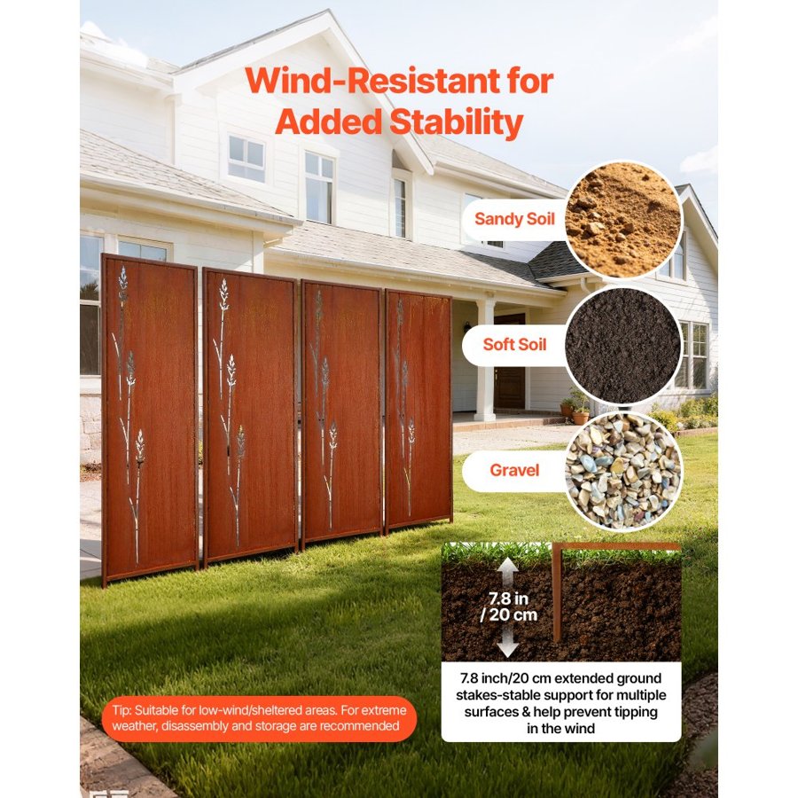 VEVOR Metal Privacy Screen with Stakes – 50x160cm, HA-SS-16