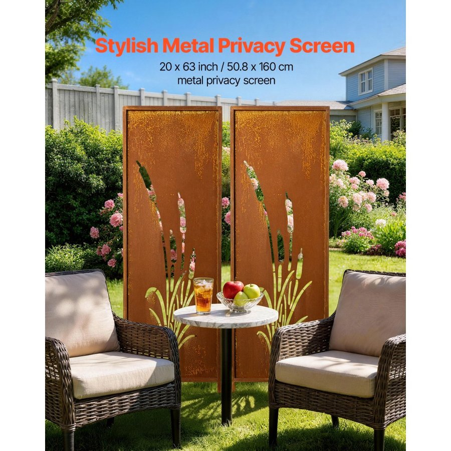 VEVOR Outdoor Metal Privacy Screen – 50x160cm, Carbon Steel