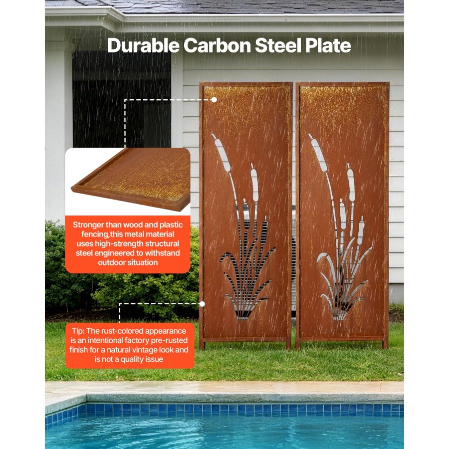 VEVOR Outdoor Metal Privacy Screen – 50x160cm, Carbon Steel