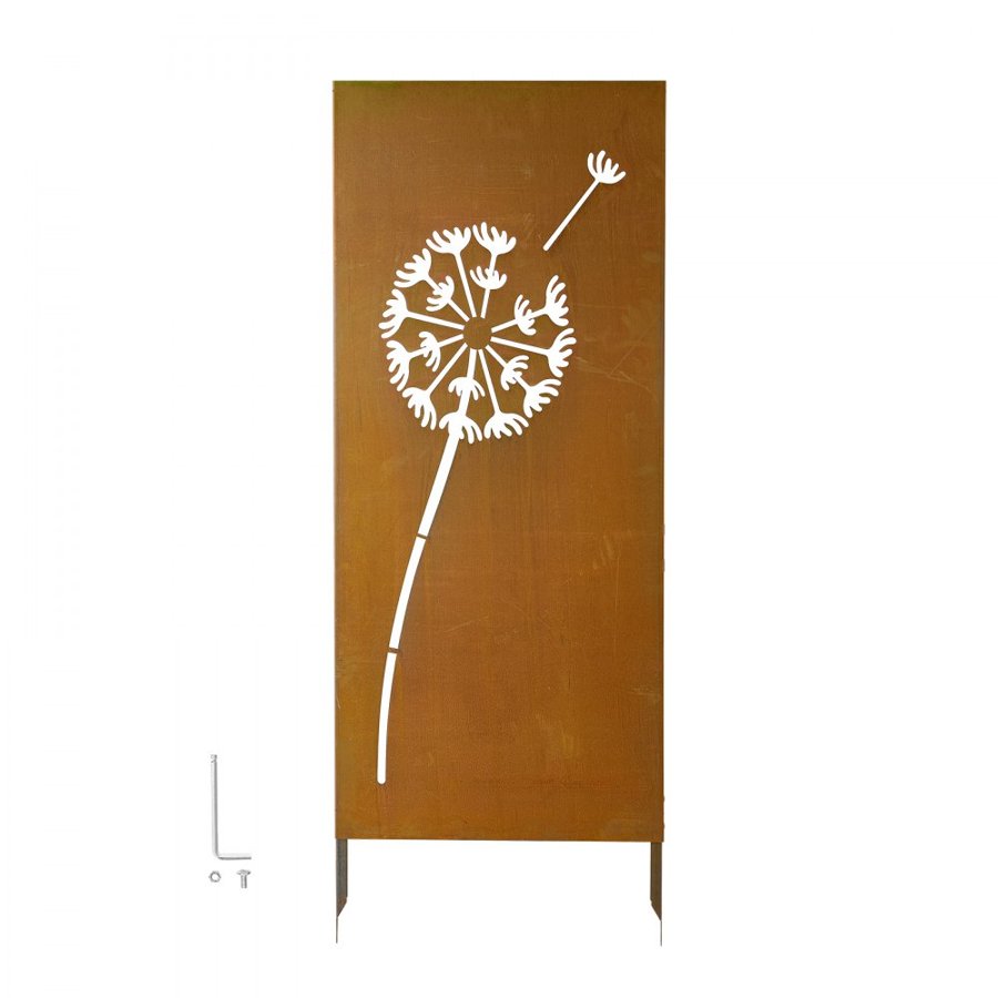 VEVOR Metal Privacy Screen, 61 x 160 cm Freestanding Modern Privacy Fence, Garden Divider Panel with Extended Ground Stakes & Steel Plate, Freestanding Outdoor Divider for Garden, Courtyard, Wall