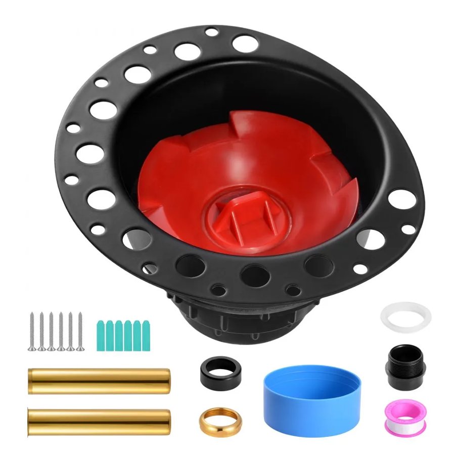 VEVOR ABS Freestanding Tub Drain Kit, 2 Brass Tail Pipes, Bathtub Drain Rough-in Kit, with ABS Adapter of Tailpiece, Compatible with Freestanding Bathtubs, Floor Mounted Bathtubs and Island Bathtubs