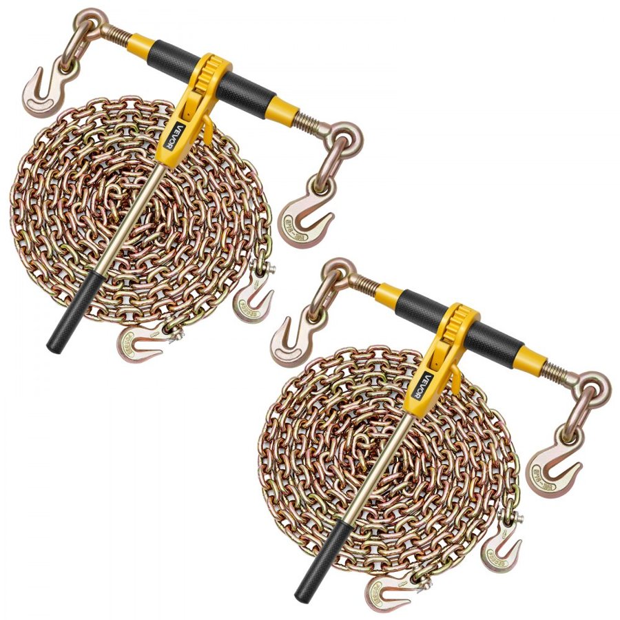VEVOR sviras ķēdes savilcējs, 8 mm x 3 m G80 ķēdes, 3629 kg darba slodzes sviras kravas savilcējs, pārvadāšanai, vilkšanai, mežizstrādei, celšanai