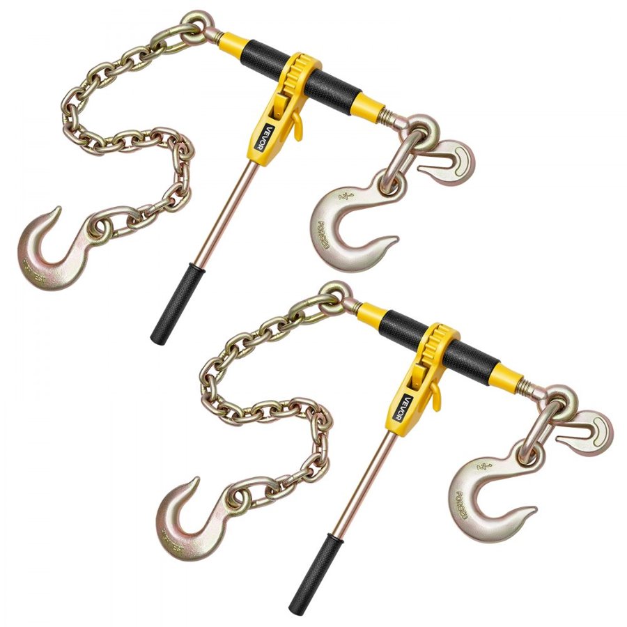VEVOR Ratchet Chain Binder, 4173 kg Working Load, Chain Binders Compatible with 10-12.7 mm Chains, Heavy Duty Ratchet Load Binder with Handles for Truck, Tie Down, Hauling, Towing, Logging