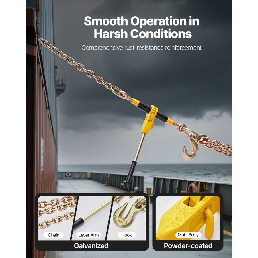 VEVOR Ratchet Chain Binder, 4173 kg Working Load, Chain Binders Compatible with 10-12.7 mm Chains, Heavy Duty Ratchet Load Binder with Handles for Truck, Tie Down, Hauling, Towing, Logging