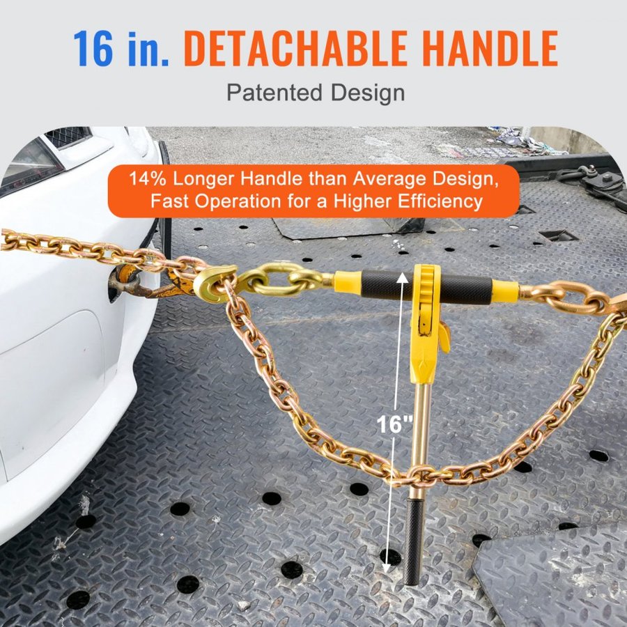 VEVOR sviras ķēdes savilcēji 2 gab., 3/8"–1/2" izturīgi kravas savilcēji ar G80 ķēdēm 12 000 lbs, savilcēji platformas kravas auto piekabei