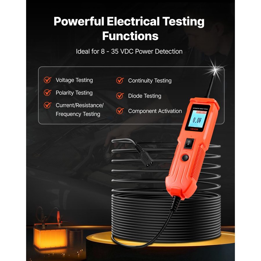 VEVOR Car Probe Tester – 8-35 DCV, 0–65 VDC, 13FT, 1.77 Inch