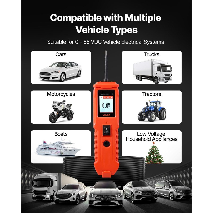 VEVOR Car Probe Tester – 8-35 DCV, 0–65 VDC, 13FT, 1.77 Inch