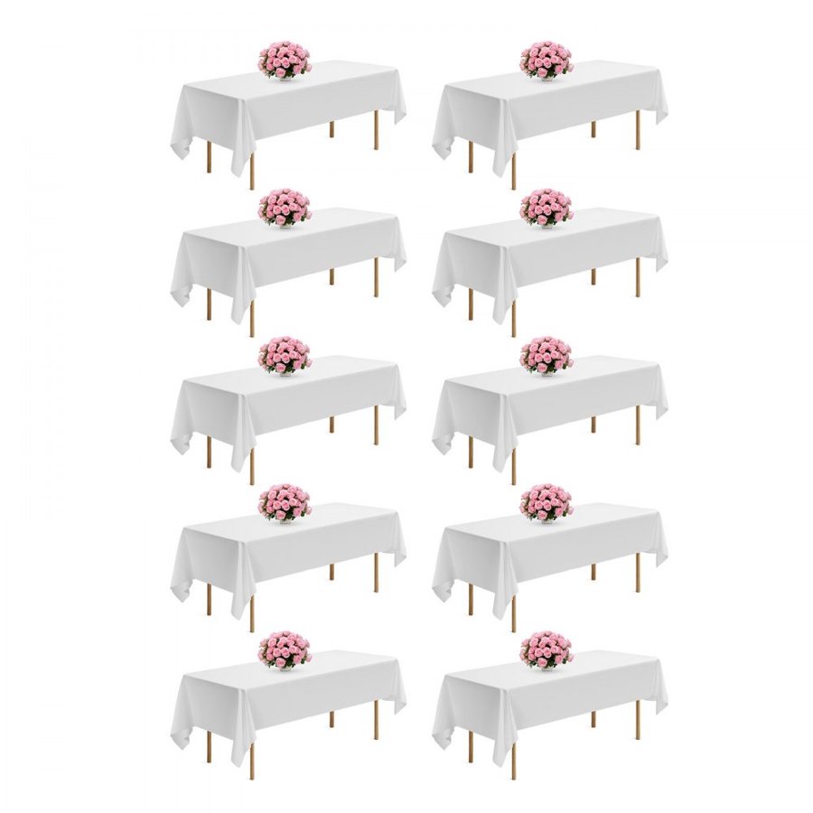 VEVOR White Polyester Tablecloths – 60 X 102 in., 10 Pack