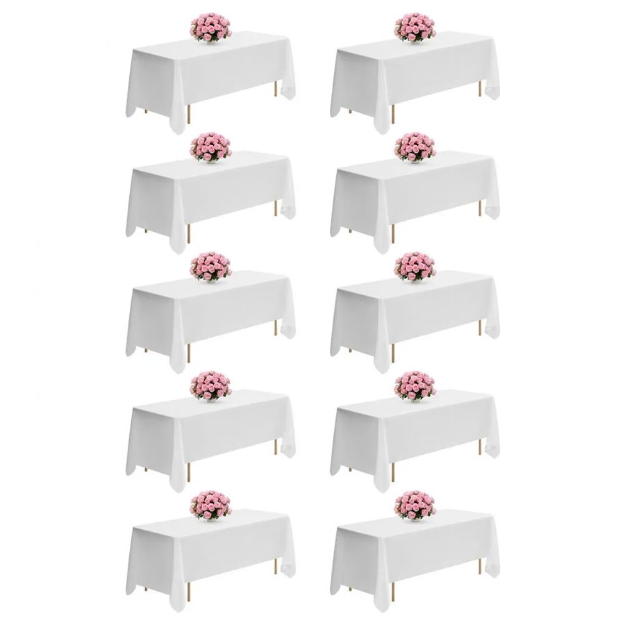 VEVOR Rectangle White Tablecloths – 10 Pack, 70 x 120 Inch