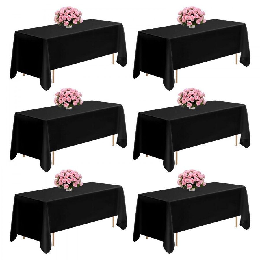 VEVOR Black Rectangle Tablecloths – 6 Pack, 70 x 120 Inch