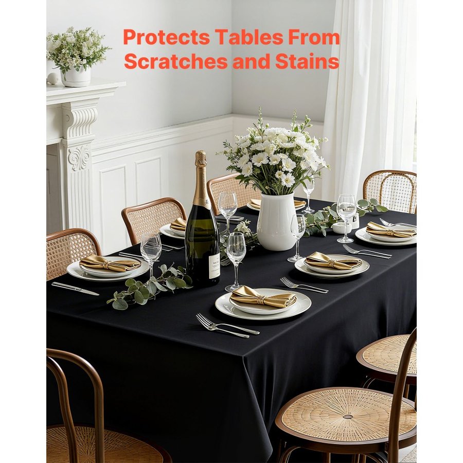VEVOR Black Rectangle Tablecloths – 6 Pack, 70 x 120 Inch