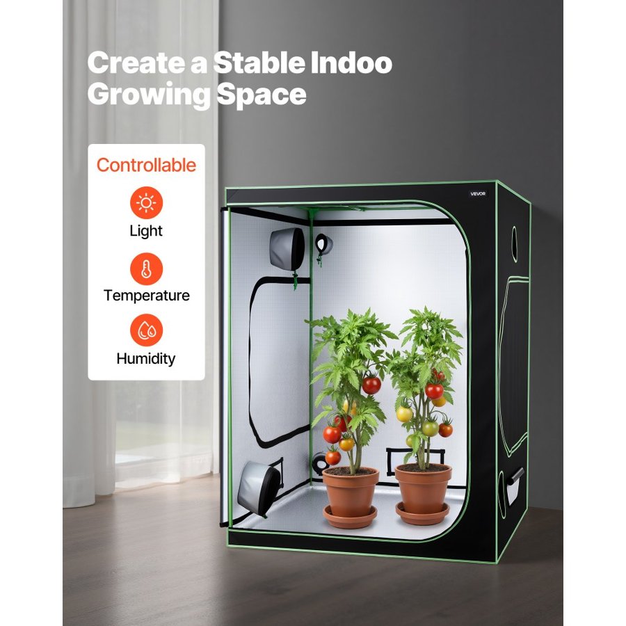 VEVOR Indoor Grow Tent Kit, 150 x 150 x 200cm, Indoor Plant Tent with Full Spectrum LED Grow Light & Ventilation System, 600D High Reflective Mylar, Growing Tents for Flower Veggie