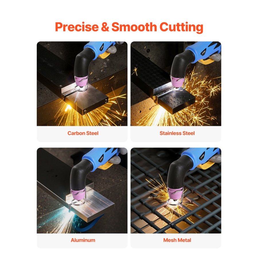 VEVOR Plasma Cutter, 50A Non-Touch Pilot Arc Plasma Cutting Machine, 220V Digital Display IGBT Inverter with 2T/4T Function & Adjustable PA/PT Time for Home Repairs, Workshops