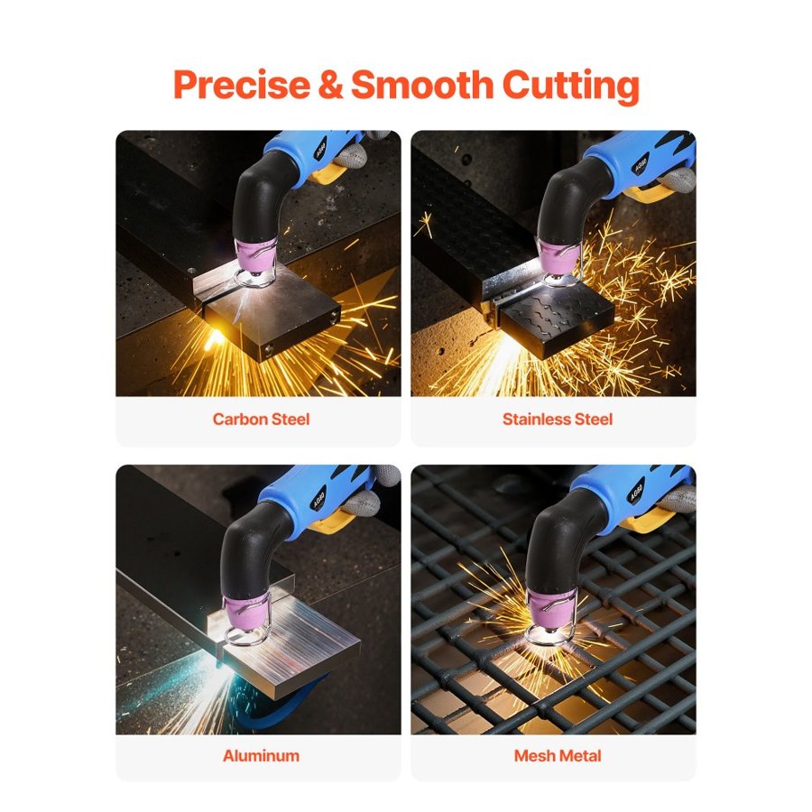 VEVOR Plasma Cutter, 60A Non-Touch Pilot Arc Plasma Cutting Machine, Digital Display IGBT Inverter - with 2T/4T Function & Adjustable PA/PT Time for Industrial Use (400V 3-Phase Power Supply)