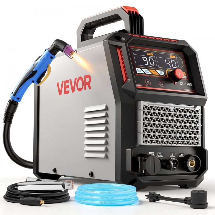 VEVOR Plasma Cutter, 65A Non-Touch Pilot Arc Plasma Cutting Machine, 220V Digital Display IGBT Inverter with 2T/4T Function & Adjustable PA/PT Time for Home Repairs, Workshops