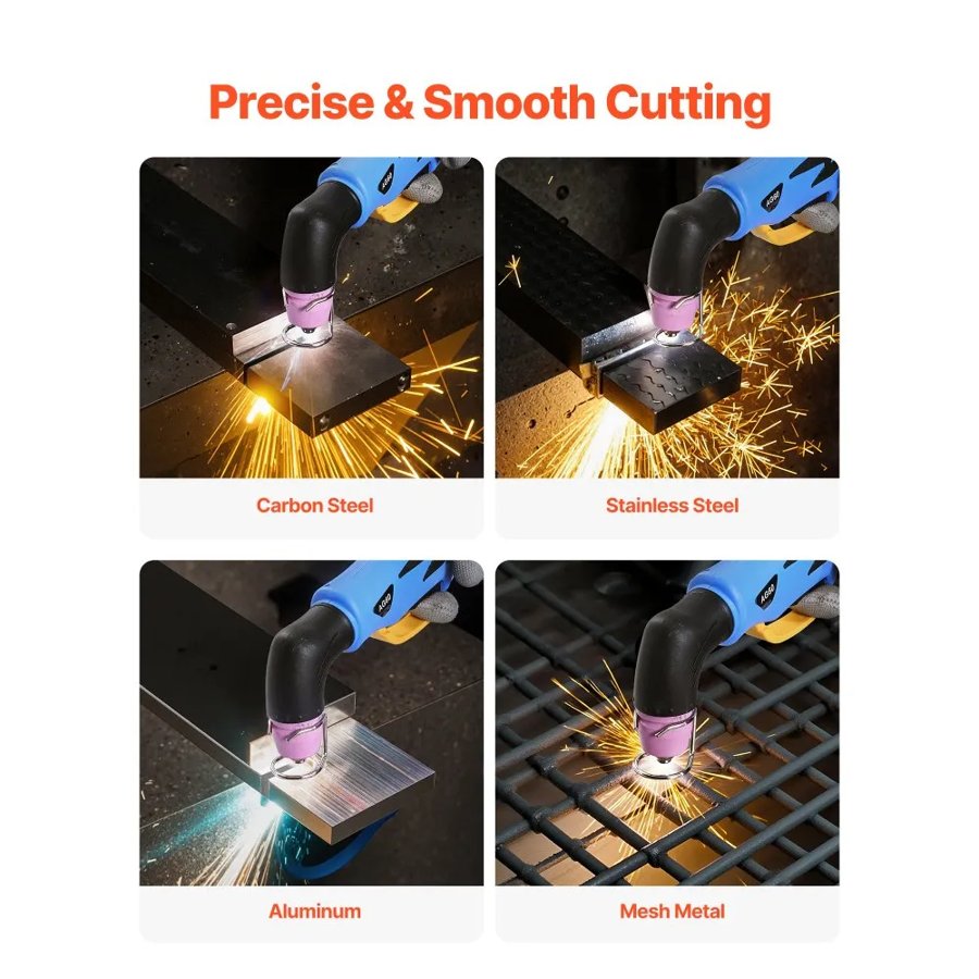 VEVOR Plasma Cutter, 65A Non-Touch Pilot Arc Plasma Cutting Machine, 220V Digital Display IGBT Inverter with 2T/4T Function & Adjustable PA/PT Time for Home Repairs, Workshops
