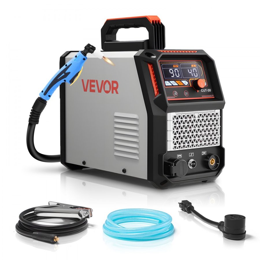 VEVOR Plasma Cutter, 50A Plasma Cutting Machine, 220V Digital Display IGBT Inverter Cutter Machine with 2T/4T Function & Adjustable PA/PT Time for Home Repairs, Workshops