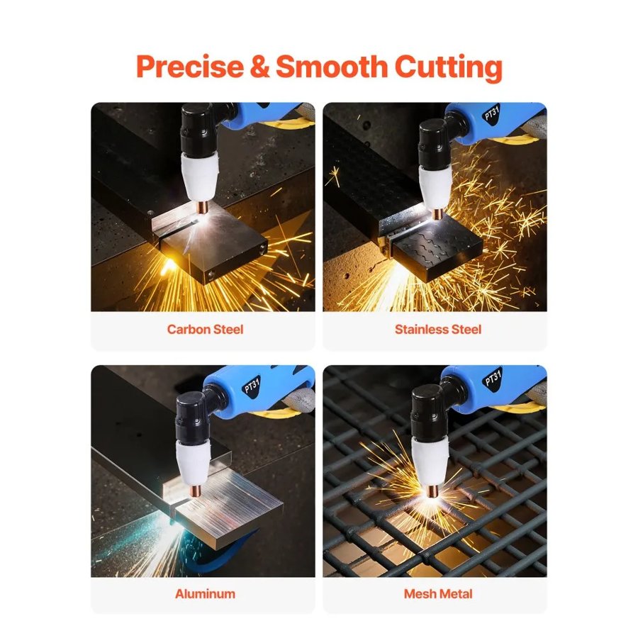 VEVOR Plasma Cutter, 50A Plasma Cutting Machine, 220V Digital Display IGBT Inverter Cutter Machine with 2T/4T Function & Adjustable PA/PT Time for Home Repairs, Workshops