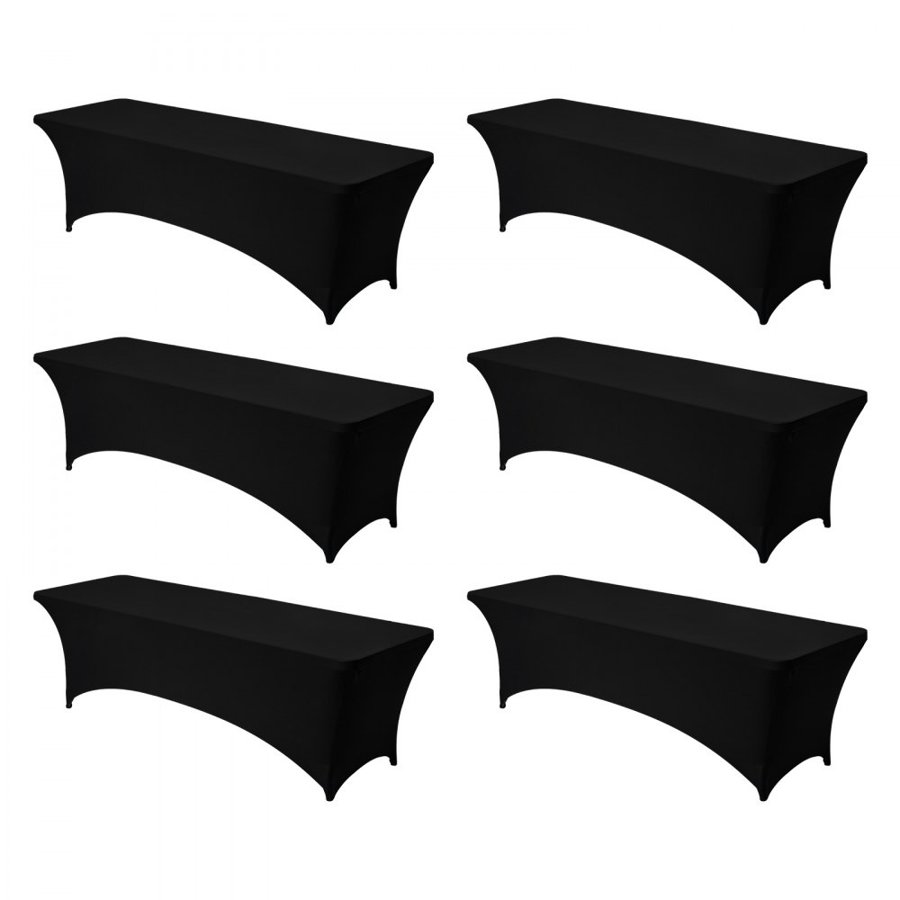 VEVOR Black Table Cover Cloth – 6 Pack, 8FT, 95% Polyester