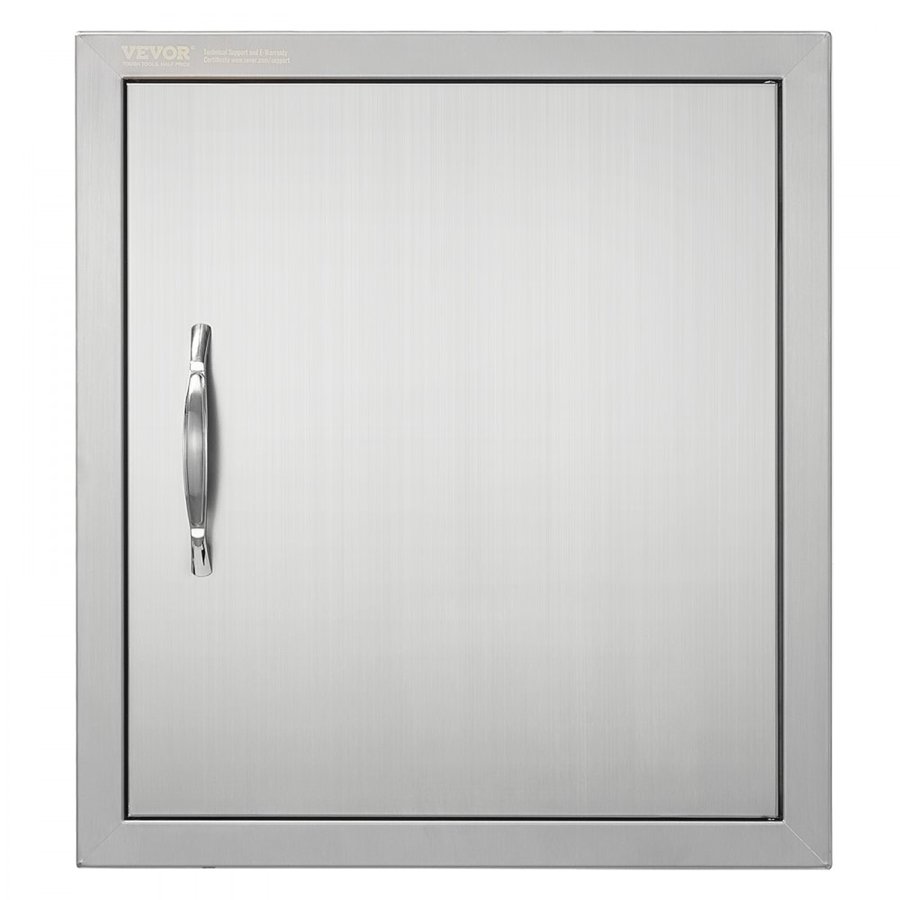 VEVOR BBQ Access Door, 457x508 mm Single Outdoor Kitchen Door, Stainless Steel Flush Mount Door, Wall Vertical Door with Handle and Hook, for BBQ Island, Grilling Station, Outside Cabinet
