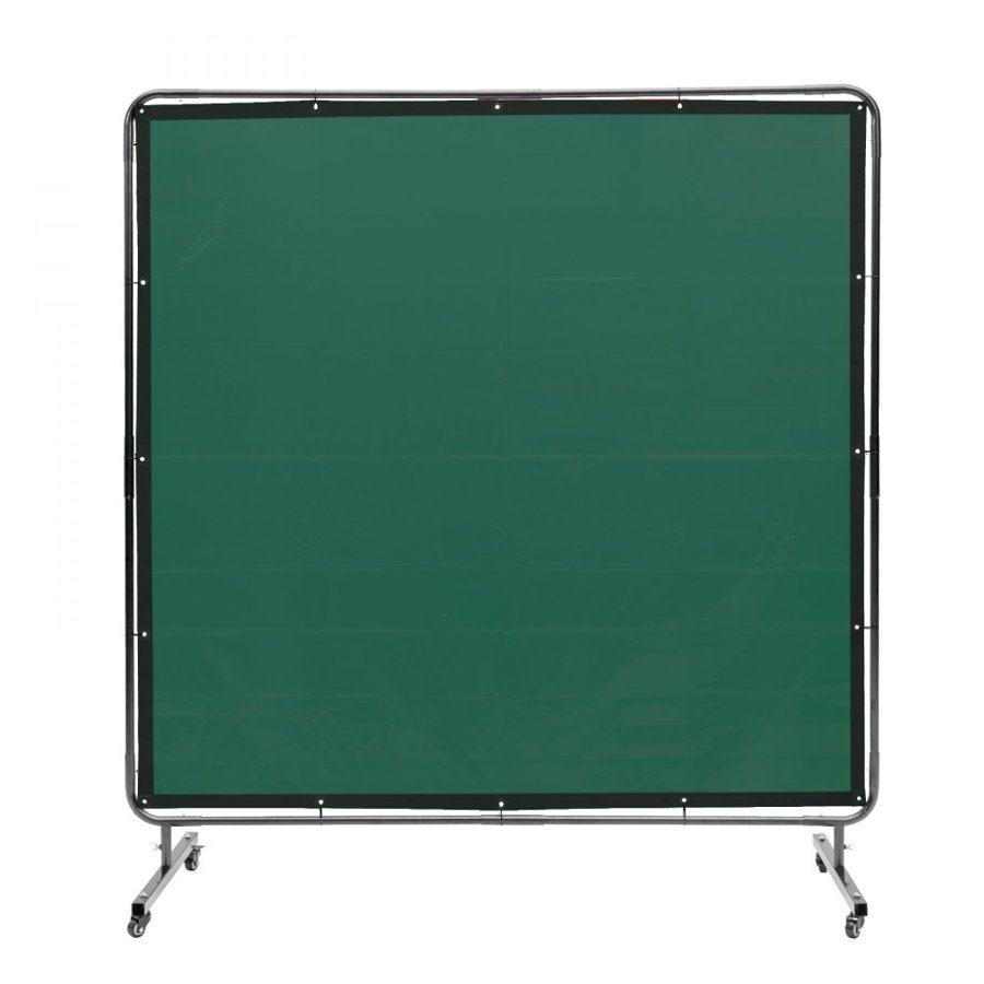 VEVOR Welding Screen with Frame, 1.8 x 1.8 m Welding Curtain Screen, Flame-Resistant Vinyl Welding Protection Screen on 4 Swivel Wheels (2 Lockable), Moveable & Professional for Workshop/Industrial, Green
