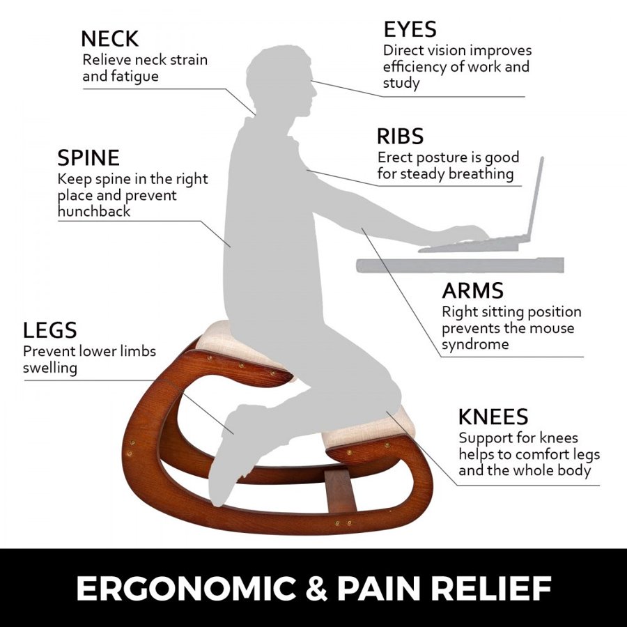 VEVOR Ergonomic Kneeling Chair 99.8 kg Load Capacity Kneeling Posture Desk Chair Stool with Hip Cushion Kneeling Ergonomic Stool for Home Office Good Posture Computer Stool