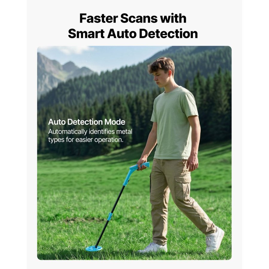 VEVOR Lightweight Metal Detector – 4", LCD, 6" IP68 Coil