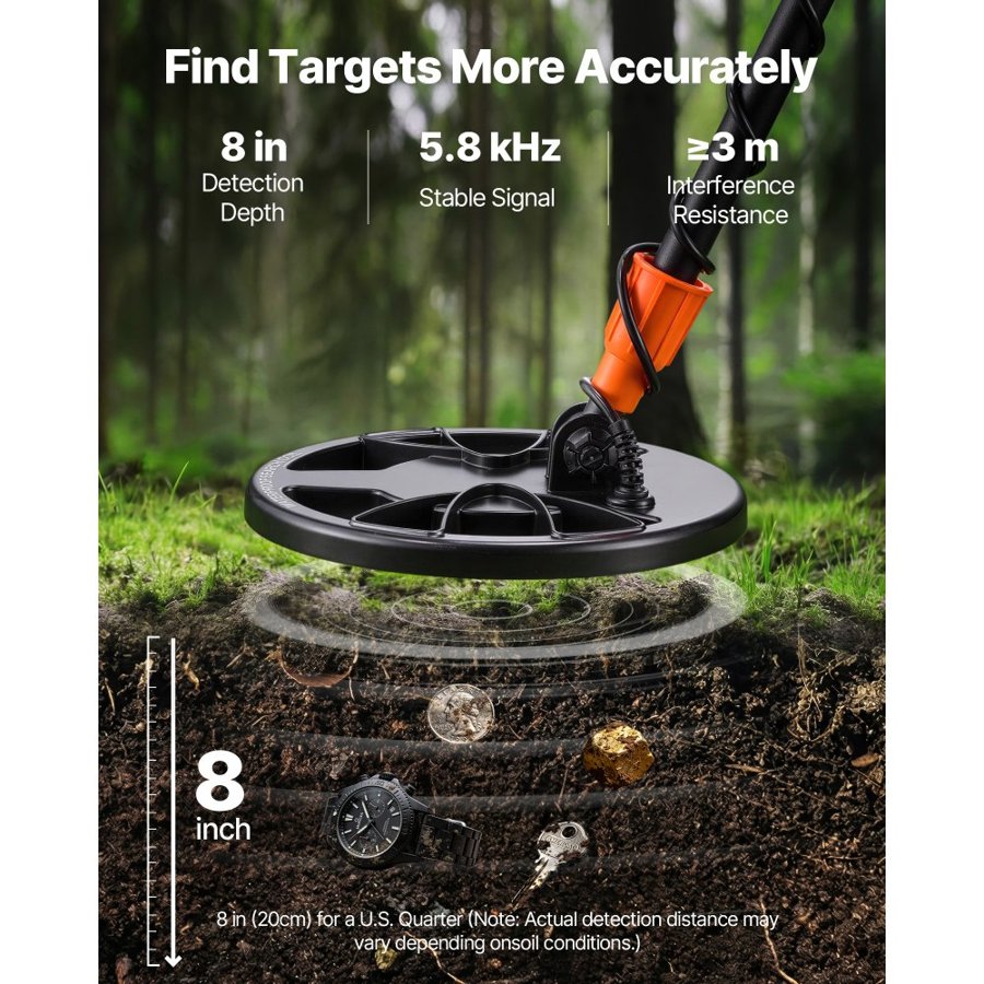 VEVOR Professional Metal Detector for Adults – IP68, 5.8 kHz