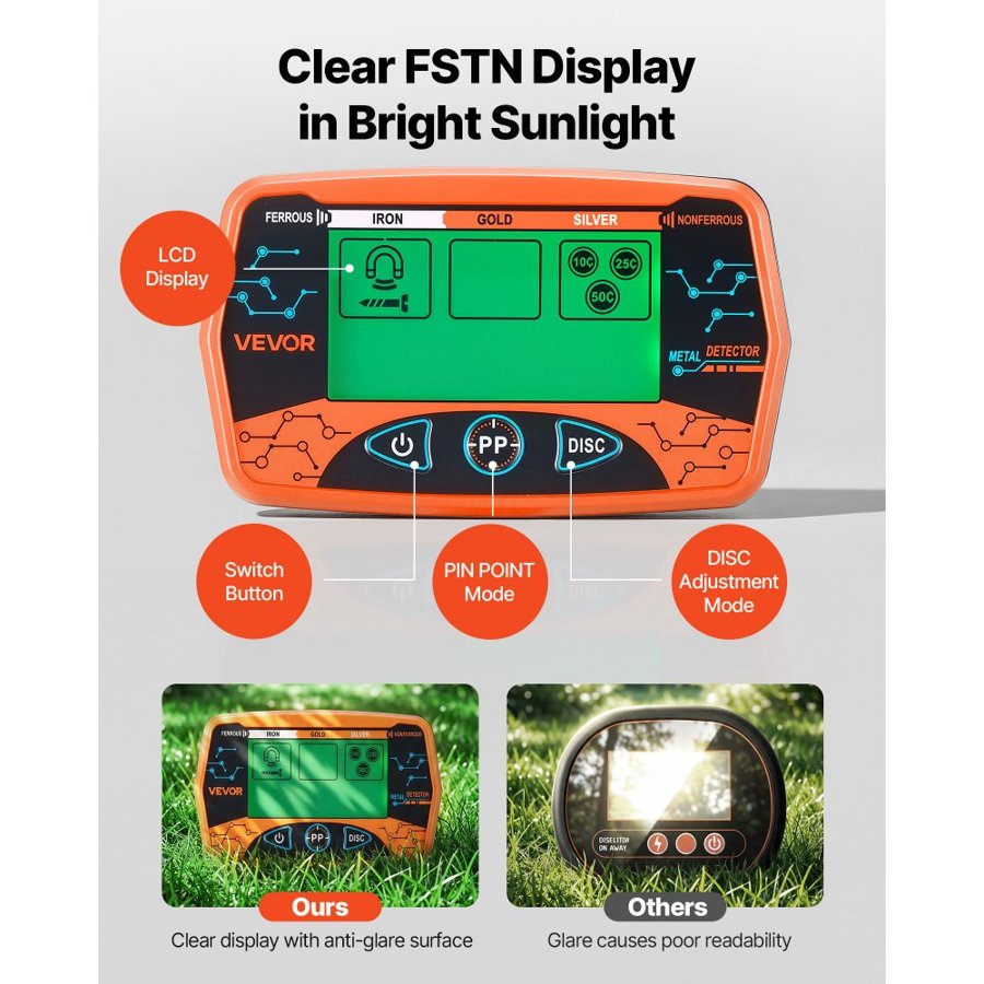 VEVOR Professional Metal Detector for Adults – IP68, 5.8 kHz
