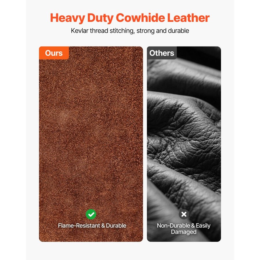VEVOR Leather Welding Cape Sleeve, Heavy Duty Flame Resistant Cowhide Safety Cape Sleeves for Men Women, Heat-Resistant for Welding, Blacksmithing, Woodworking, Gardening, XXL-Size