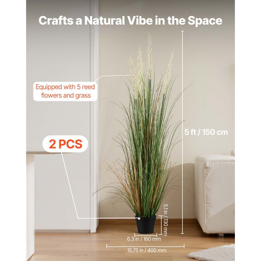 VEVOR Artificial Reed Grass – 59 in. Faux Grass Plant