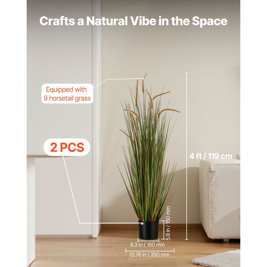VEVOR Artificial Grass Plants – 47-Inch Horsetail, 2-Pack