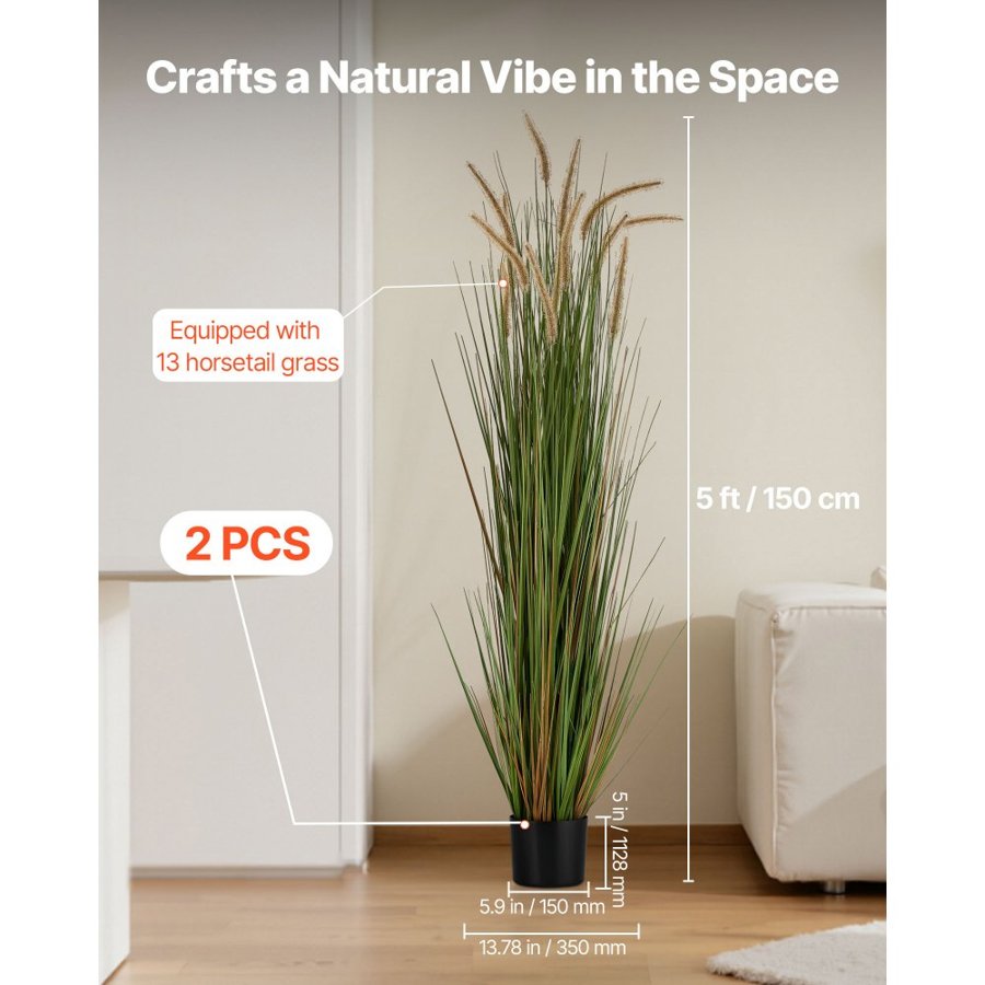 VEVOR Artificial Grass Potted Plants – 2 Pack, 59 Inch