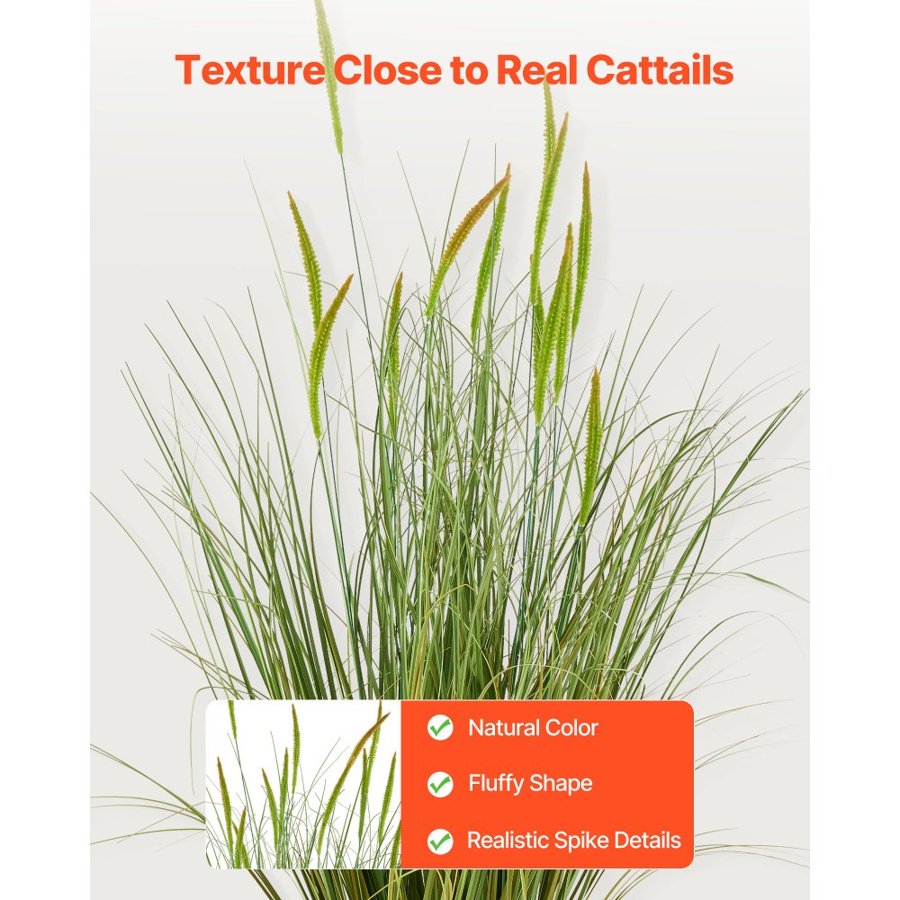 VEVOR Artificial Cattails – 35 Inch, 2 Pack, Potted Grass