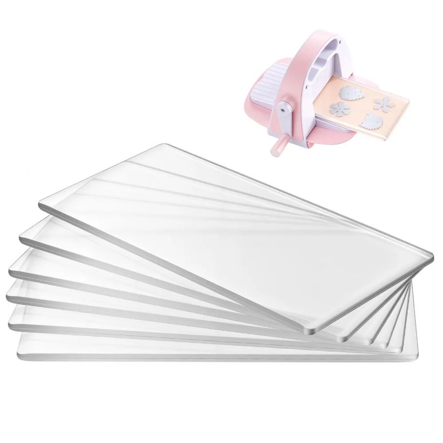 VEVOR Cutting Plates, 6 Pcs, 170 x 80 x 2.5 mm, Clear Polycarbonate Material, Die Cut Pads Compatible with VEVOR Die Cutting and Embossing Machine KM-1830, for Scrapbooking and Card Making