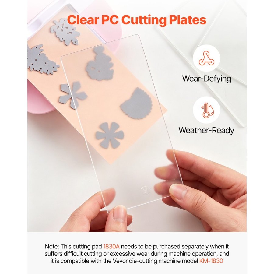 VEVOR Cutting Plates, 6 Pcs, 170 x 80 x 2.5 mm, Clear Polycarbonate Material, Die Cut Pads Compatible with VEVOR Die Cutting and Embossing Machine KM-1830, for Scrapbooking and Card Making