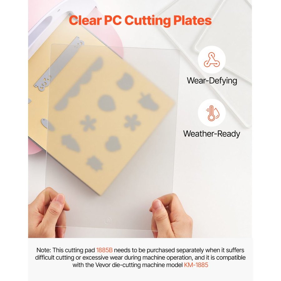 VEVOR Cutting Plates, 6 Pcs, 308 x 216 x 3 mm, Clear Polycarbonate Material, Die Cut Pads Compatible with VEVOR Die Cutting and Embossing Machine KM-1885, for Scrapbooking and Card Making
