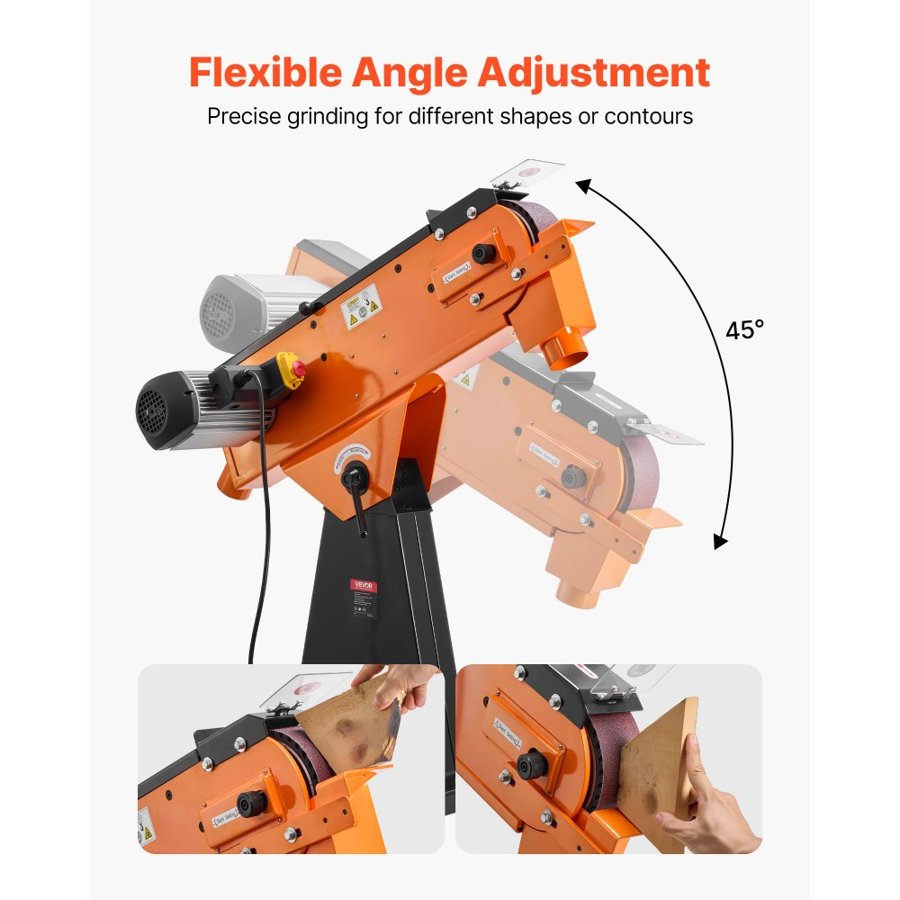 VEVOR Belt Grinder Sander – 76mm x 2007mm, 0°– 45° Angle