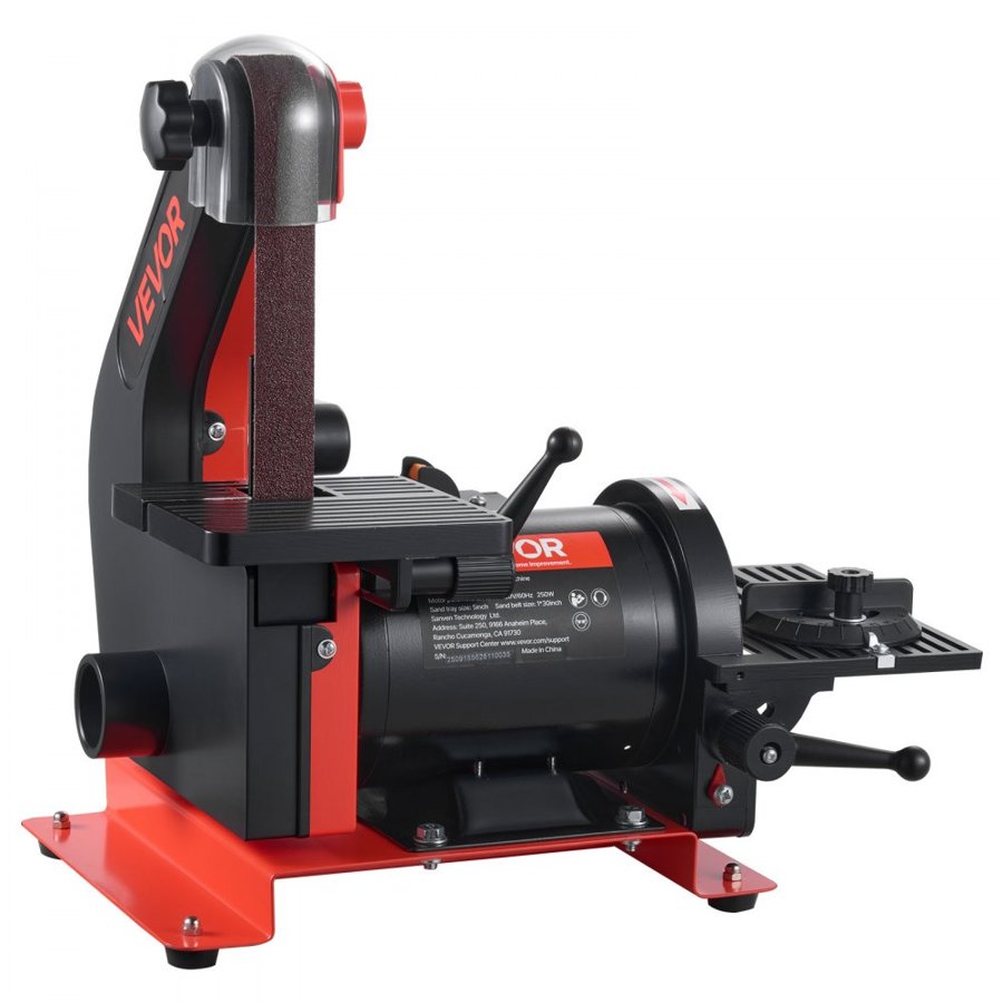 VEVOR 125mm Disc Sander & 25mm x 762mm Belt Sander, 250W Benchtop Belt Disc Sanders Combo with 0–45° Adjustable Worktable & Dust Collection Port for Woodworking, Furniture Refinishing, DIY Crafting