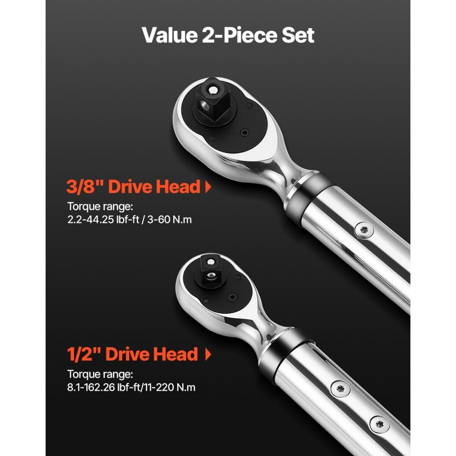 VEVOR Digital Torque Wrench Set – 1/2 & 3/8 Inch, ±2%