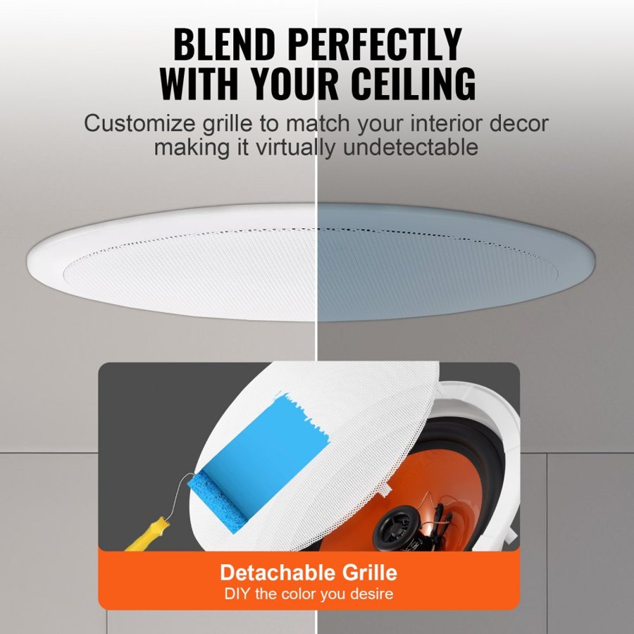 VEVOR 4PCs 8 in/20.3 cm Ceiling Speakers 100W Flush Mount Ceiling & in-Wall Speakers
