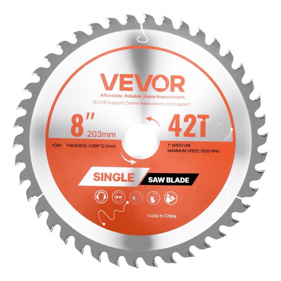VEVOR 8" Circular Saw Blade – 42 Teeth, 8 Inch, 6500 RPM