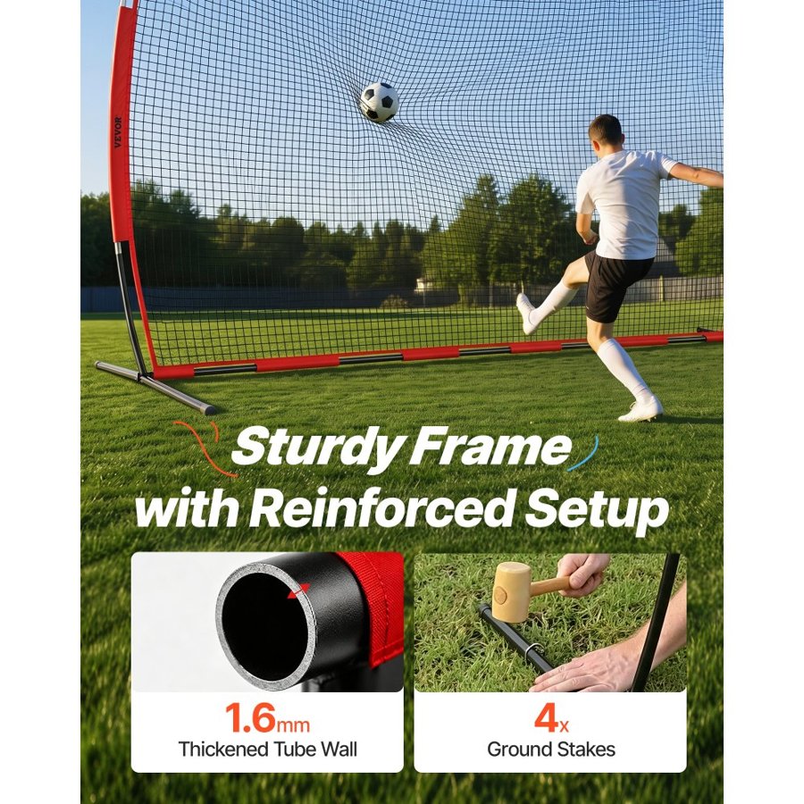 VEVOR Barricade Backstop Net, 20x10 ft Ball Sports Barrier Netting, Portable Practice Equipment with Carry Bag, Protection Screen for Baseball Softball Lacrosse Soccer Hockey Training, for Backyard