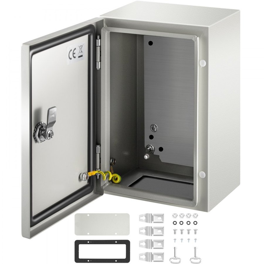 VEVOR NEMA Steel Enclosure ,30x20x15 cm NEMA 4X Steel Electrical Box, IP66 Waterproof & Dustproof, Outdoor/Indoor Electrical Junction Box, with Mounting Plate