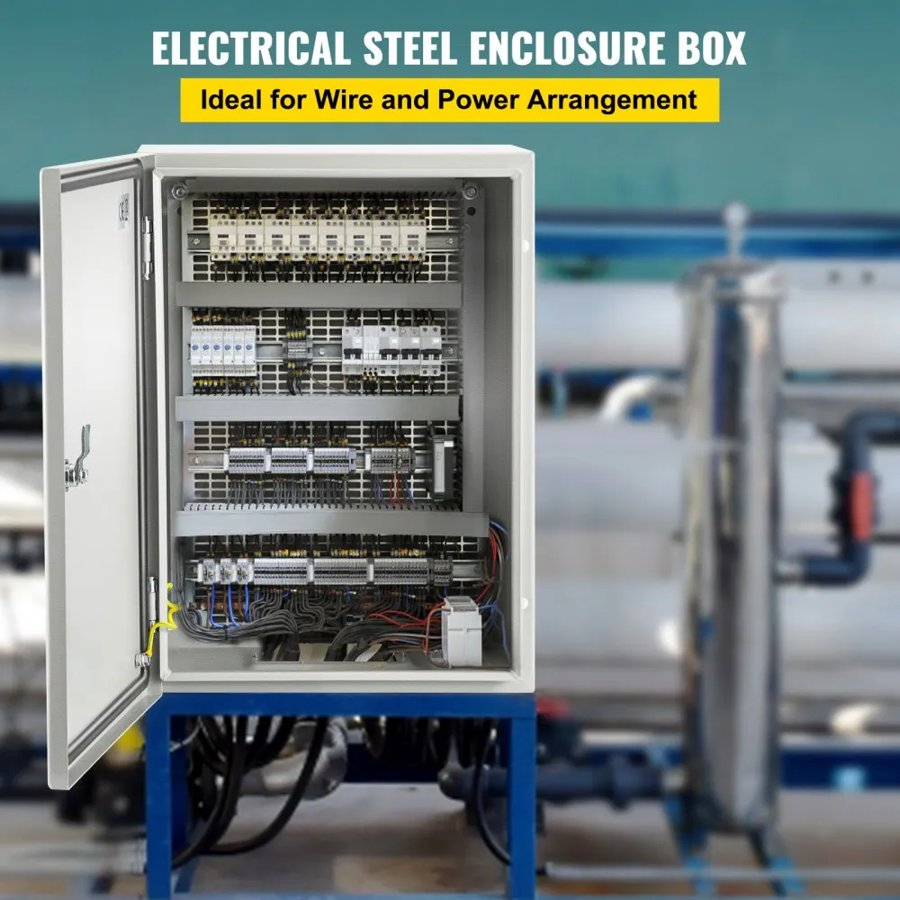 VEVOR NEMA Steel Enclosure, 40x30x20 cm NEMA 4X Steel Electrical Box, IP66 Waterproof & Dustproof, Outdoor/Indoor Electrical Junction Box, with Mounting Plate