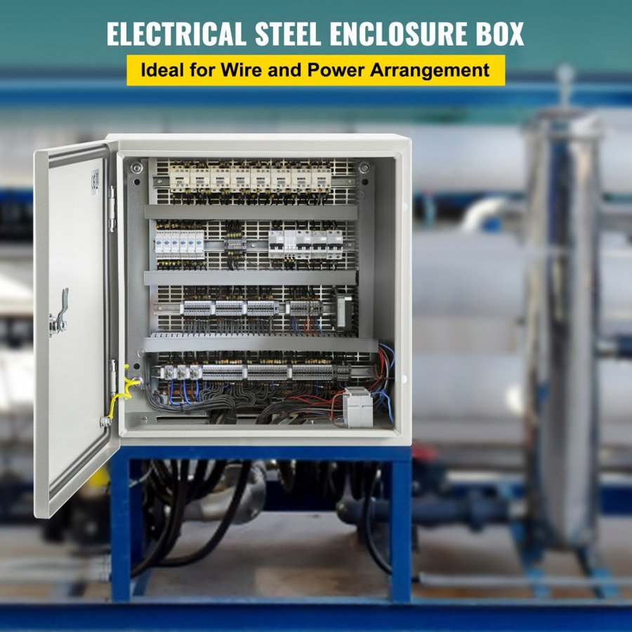 VEVOR NEMA Steel Enclosure, 40x40x20 cm NEMA 4X Steel Electrical Box, IP66 Waterproof & Dustproof, Outdoor/Indoor Electrical Junction Box, with Mounting Plate