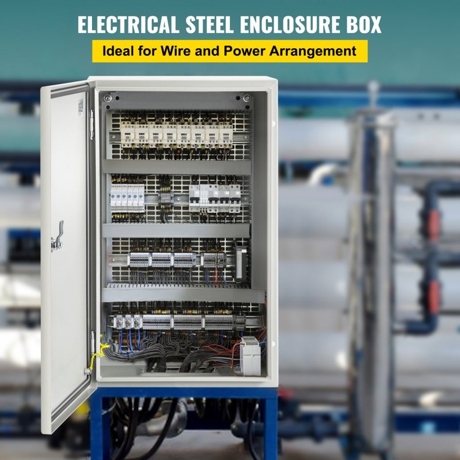 VEVOR NEMA Steel Enclosure, 50.8 x 30.5 x 25.4cm NEMA 4X Steel Electrical Box, IP66 Waterproof & Dustproof, Outdoor/Indoor Electrical Junction Box, with Mounting Plate