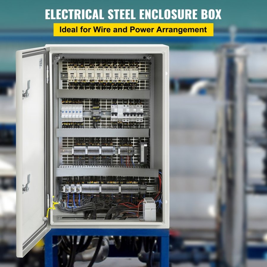 VEVOR NEMA Steel Enclosure, 60x40x25 cm NEMA 4X Steel Electrical Box, IP66 Waterproof & Dustproof, Outdoor/Indoor Electrical Junction Box, with Mounting Plate