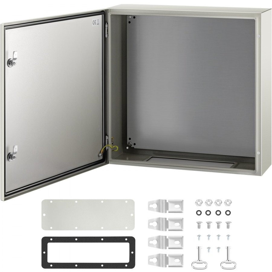 VEVOR NEMA Steel Enclosure, 60x60x20 cm NEMA 4X Steel Electrical Box, IP66 Waterproof & Dustproof, Outdoor/Indoor Electrical Junction Box, with Mounting Plate